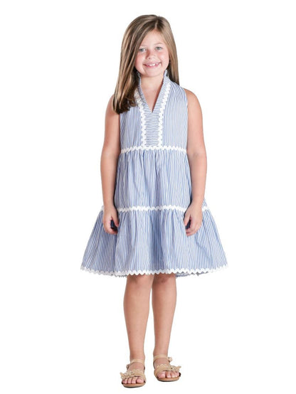 Youth Blue Stripe Coastal Prep Dress