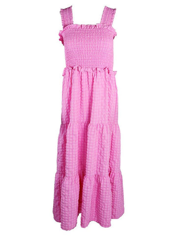 Light Pink Textured Tiered Maxi Dress