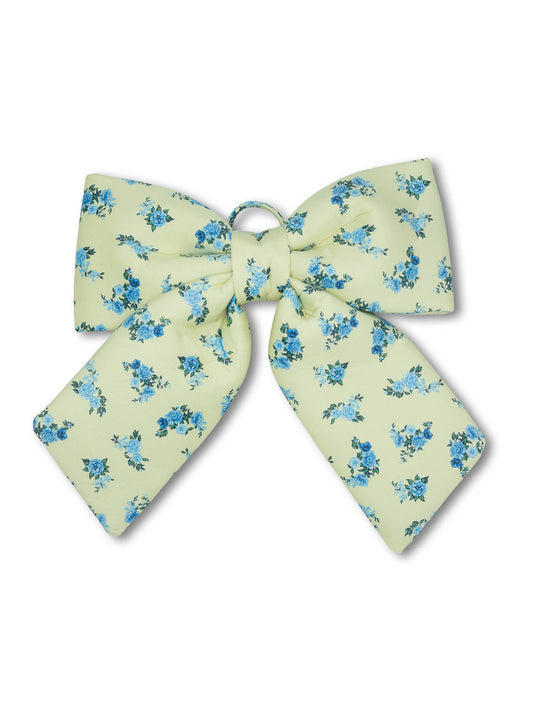 Yellow with Blue Floral Bow Decor