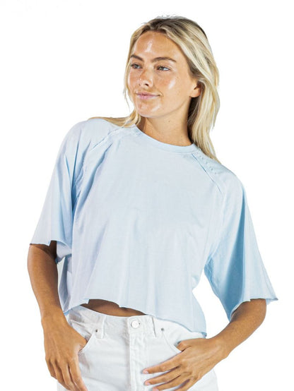 Mist Blue Washed Cropped Tee