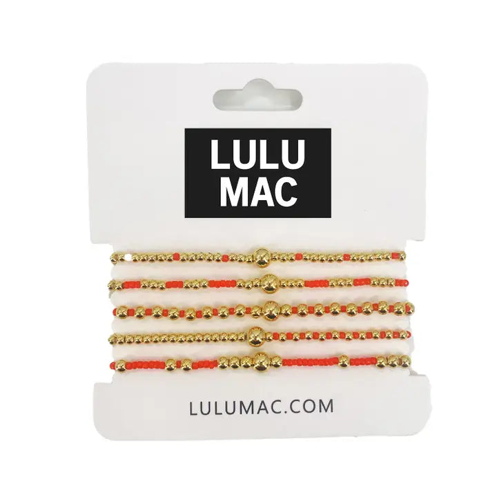 Lulu Mac Orange & Gold Bracelet Set