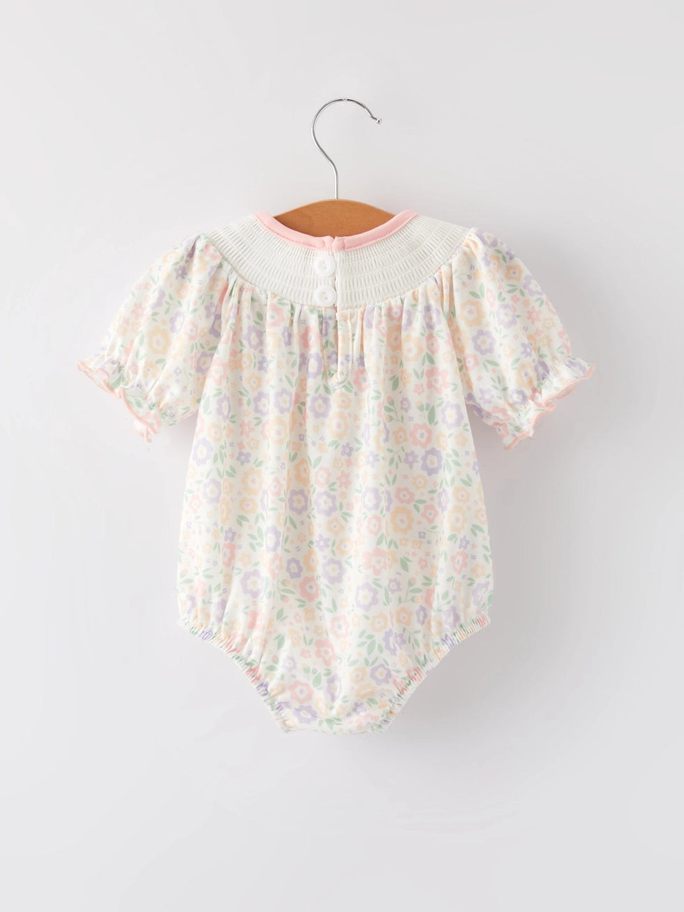 Baby Pastel Floral Cross Smocking Romper