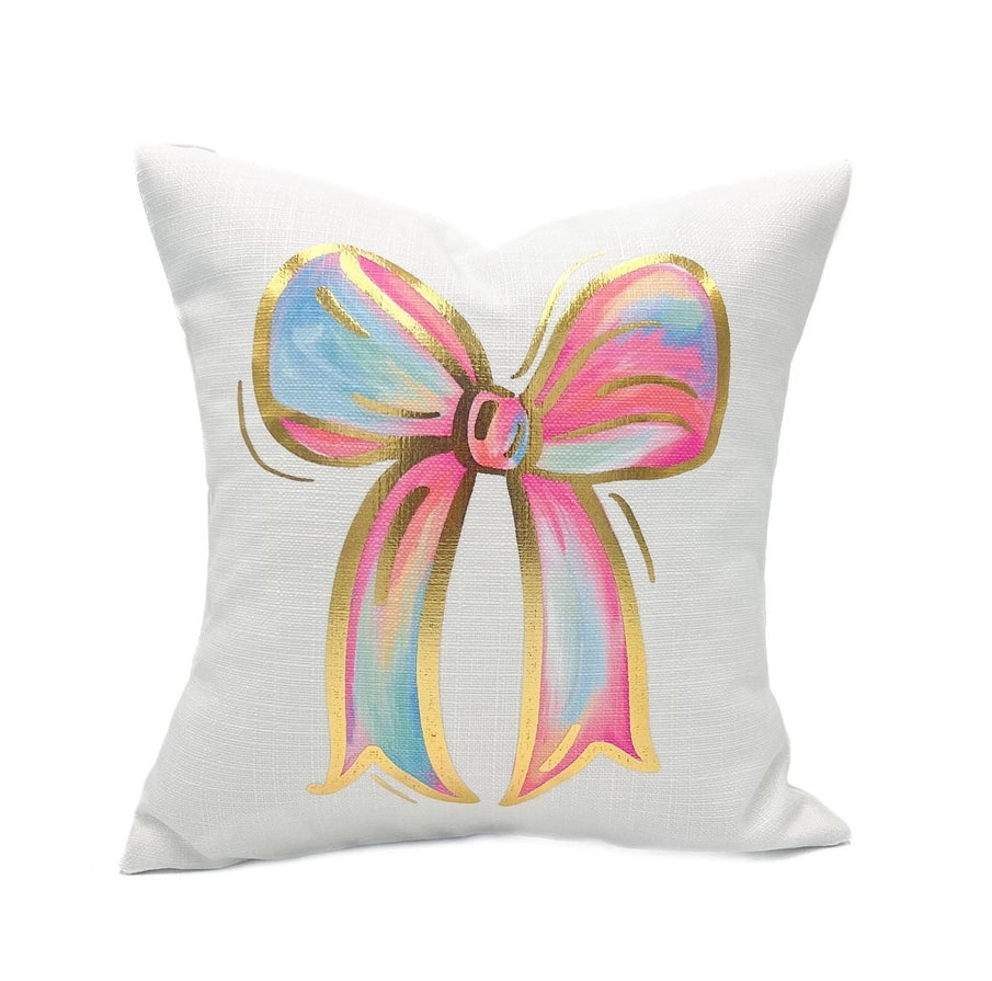 Colorful Bows Gold Foil Pillow