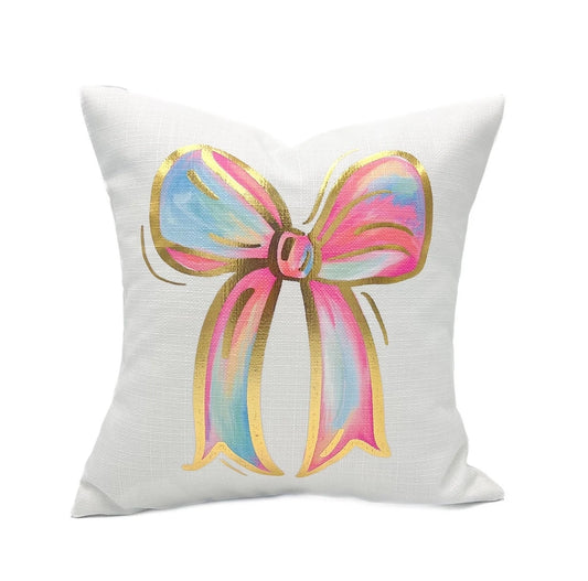 Colorful Bows Gold Foil Pillow