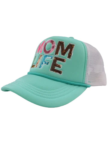 Mom Life Sequin Trucker Hat