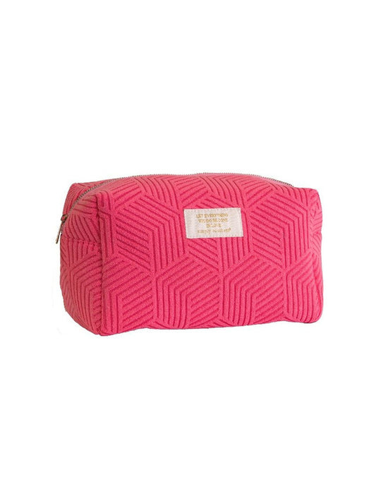 Hot Pink Terry Textured Cosmetic Bag