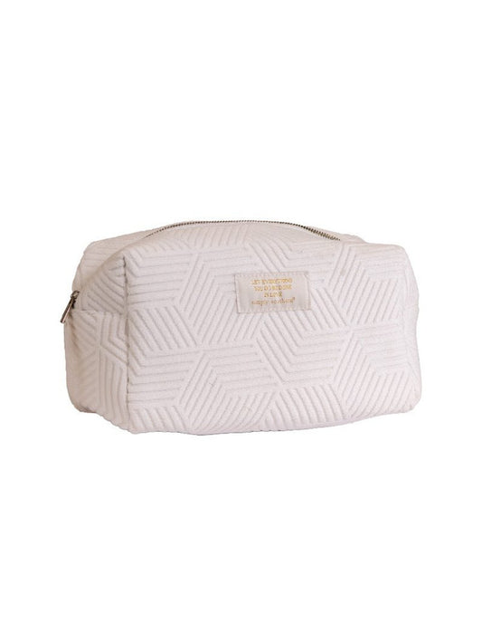 Ivory Terry Textured Cosmetic Bag