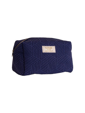 Navy Terry Textured Cosmetic Bag