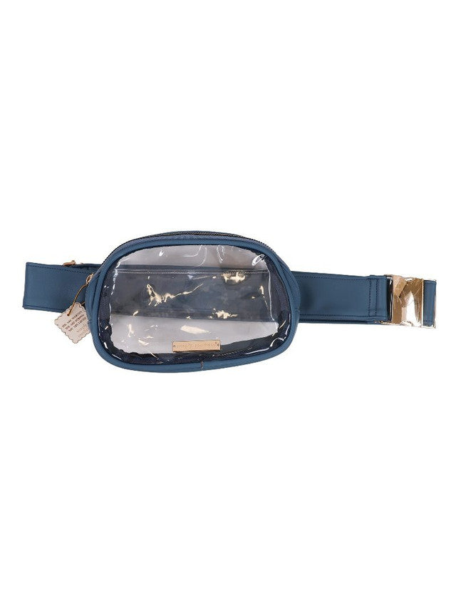 Azure Blue Leather Stadium Belt Bag