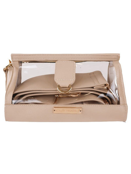 Cream Leather Stadium Clutch