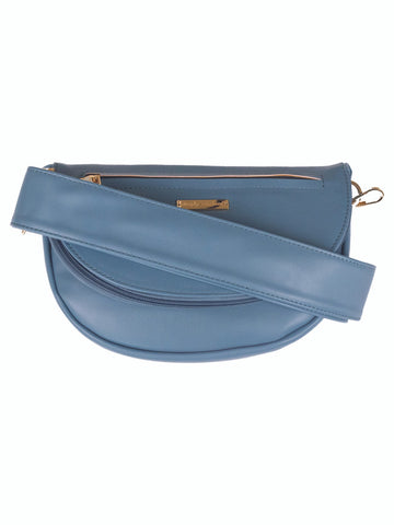 Azure Blue Leather Charleston Crossbody