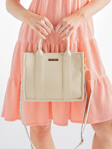 Cream Leather Crossbody Purse