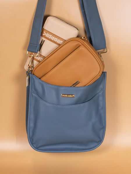 Azure Blue Leather Malibu Detachable Crossbody