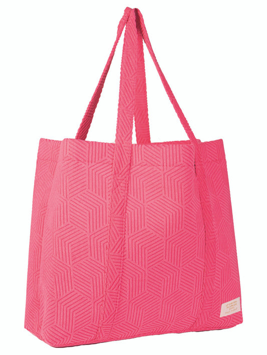 Hot Pink Terry Textured Tote Bag