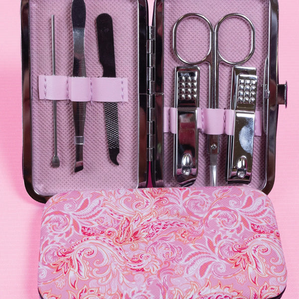 Pink Paisley Travel Manicure Kit