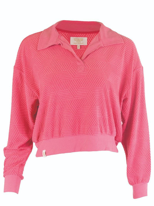 Hot Pink Terry Textured Pullover