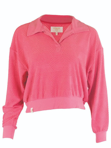 Hot Pink Terry Textured Pullover