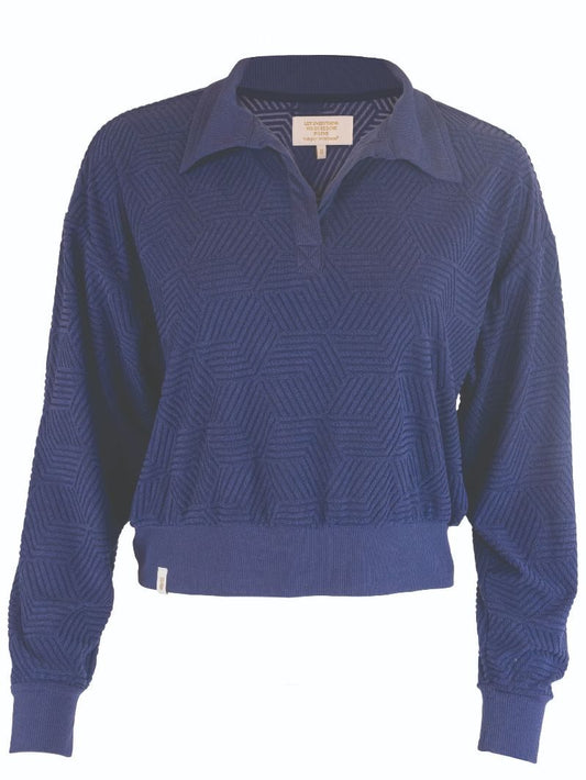 Navy Terry Textured Pullover