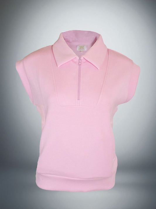 Light Pink Tess Zip Up Pullover