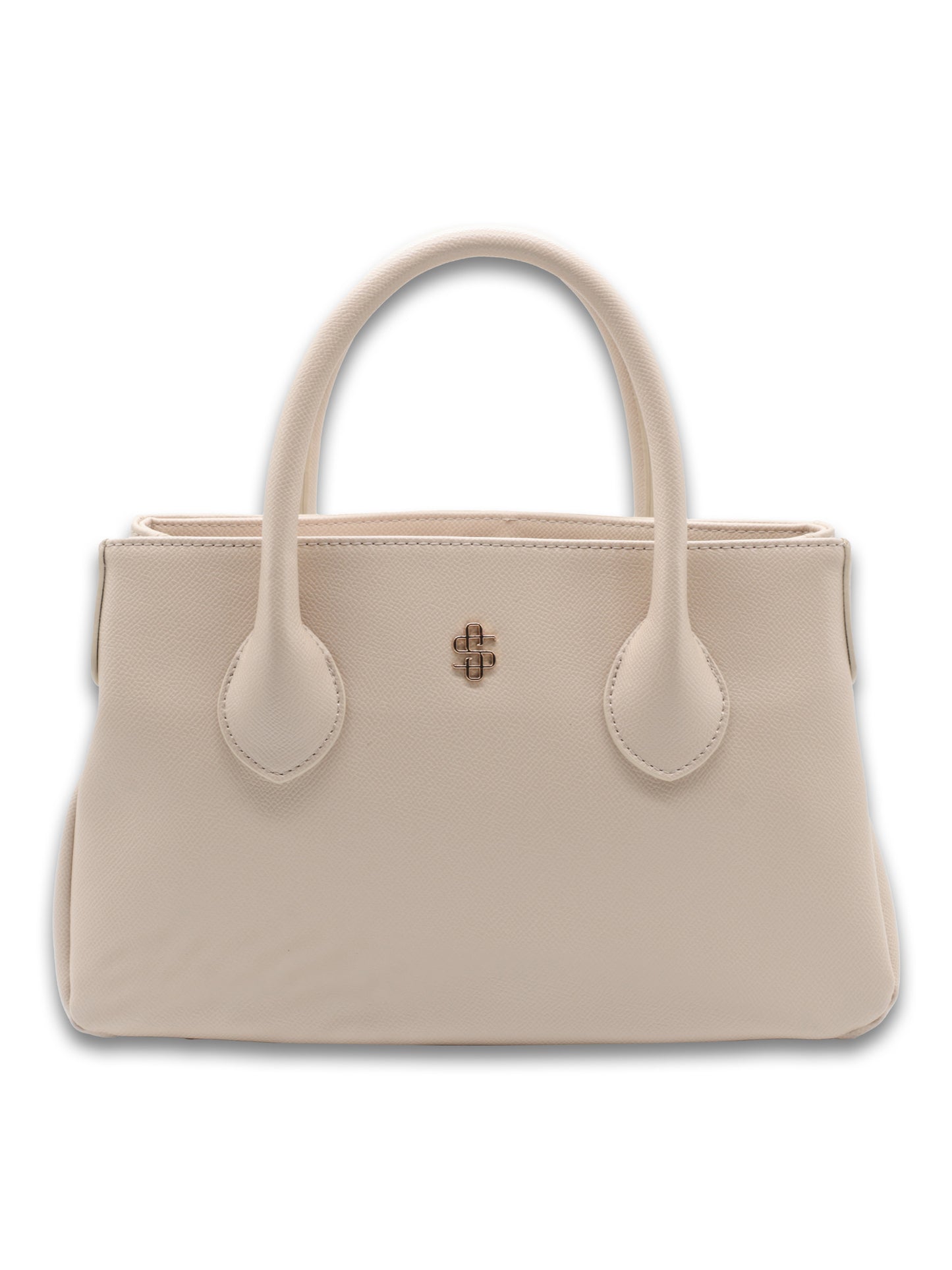 Beige Vegan Leather Top Handles Crossbody