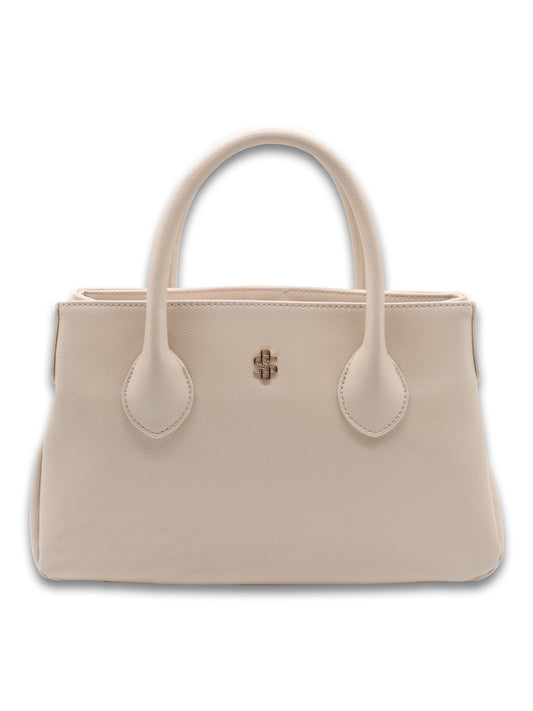 Beige Vegan Leather Top Handles Crossbody