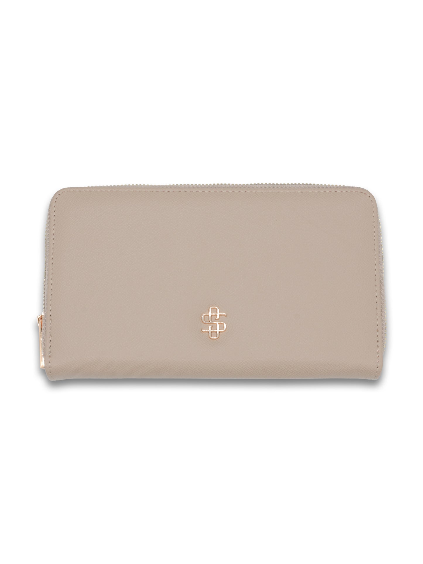 Beige Vegan Leather Wristlet