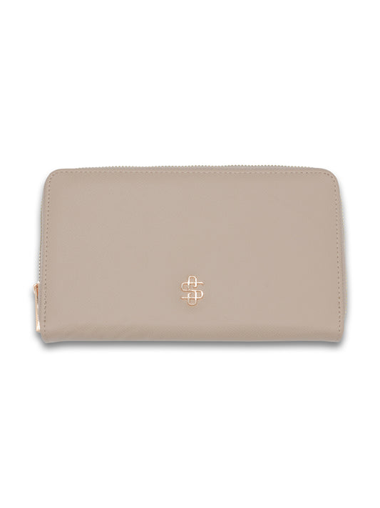 Beige Vegan Leather Wristlet