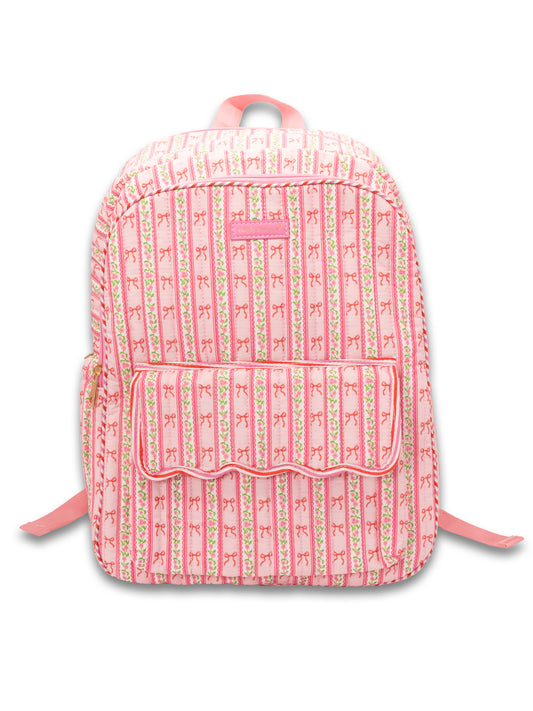 Blush Stripe Quilted Backpack