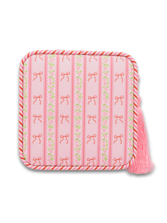 Blush Stripe Tassel Jewelry Case