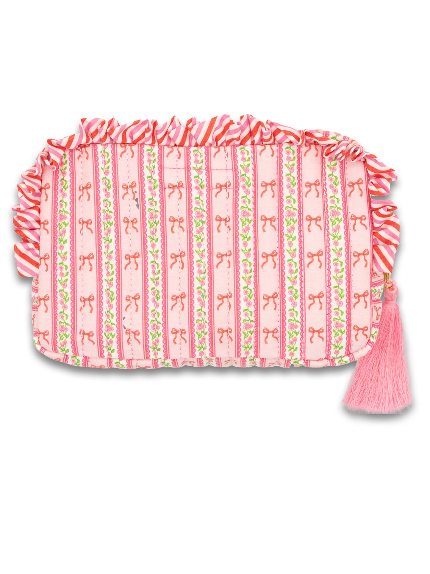 Blush Stripe Quilted Cosmetic Bag