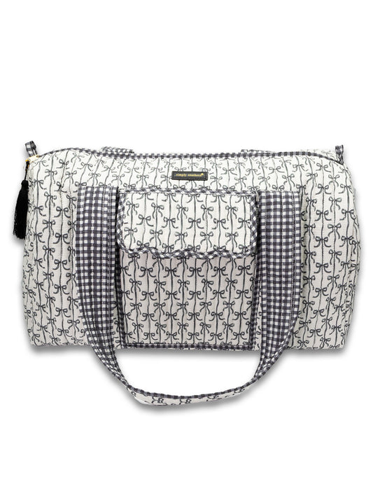 Black Bow Quilted Duffle Bag