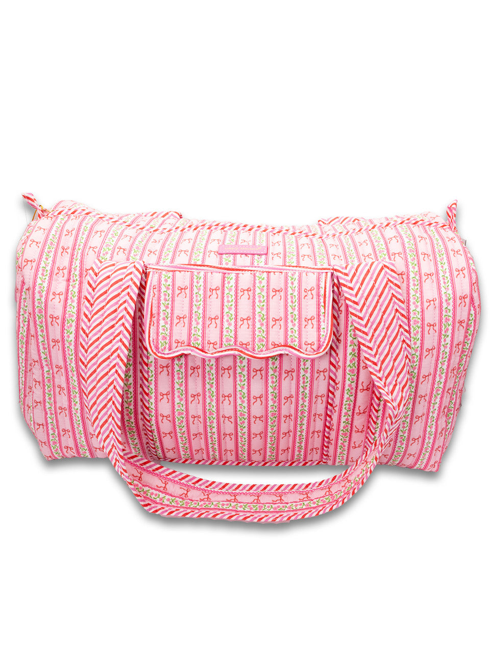 Blush Stripe Quilted Duffle Bag