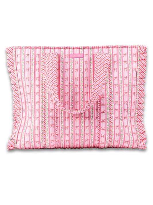 Blush Stripe Quilted Tote Bag