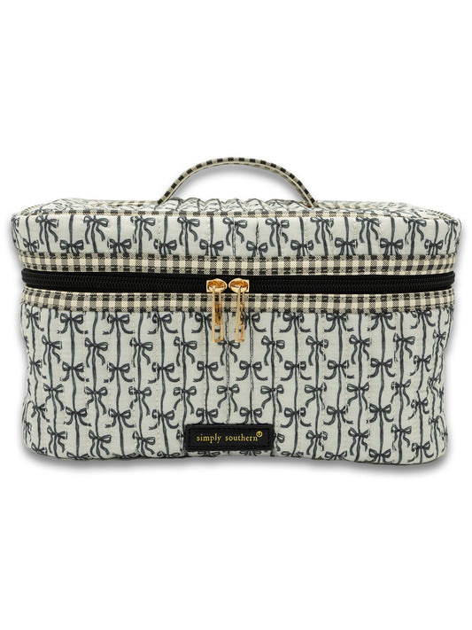 Black Bow Quilted Train Makeup Case