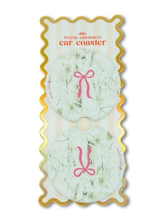 Camo with Pink Bow Car Coaster Set