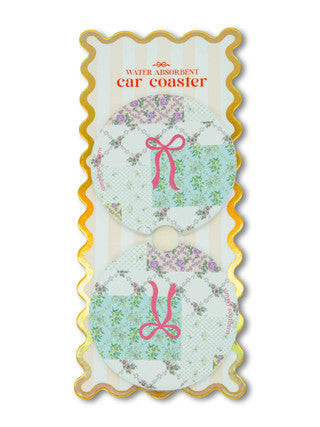 Trail Patch with Pink Bow Car Coaster Set