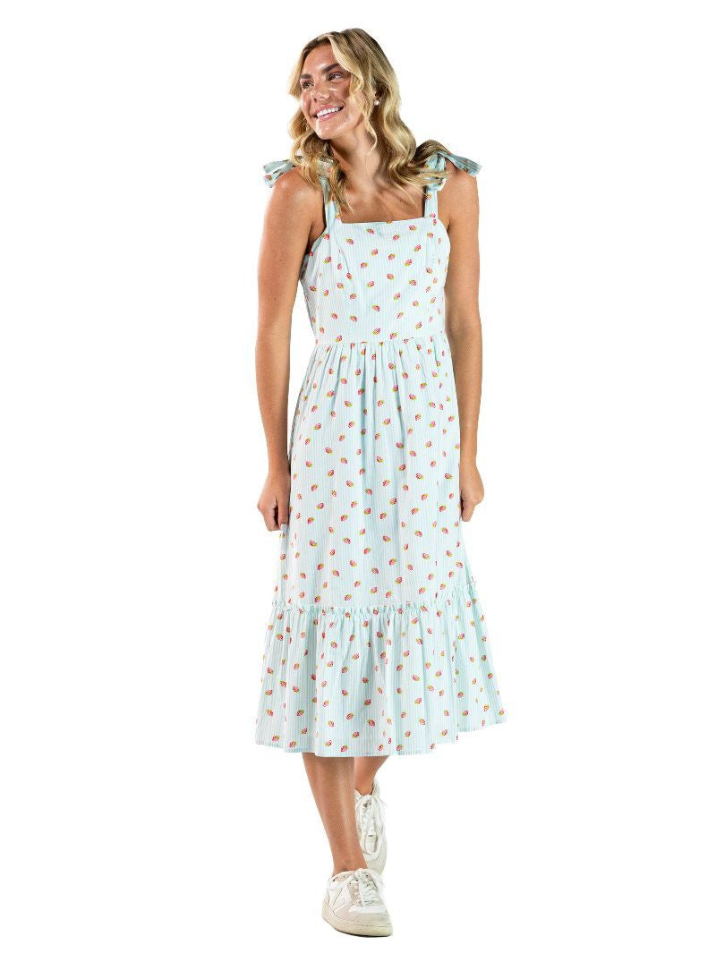 Mint Striped Strawberry Dress