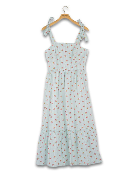 Mint Striped Strawberry Dress