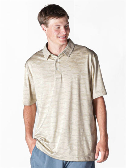Men's Beige Jacquard UPF Polo