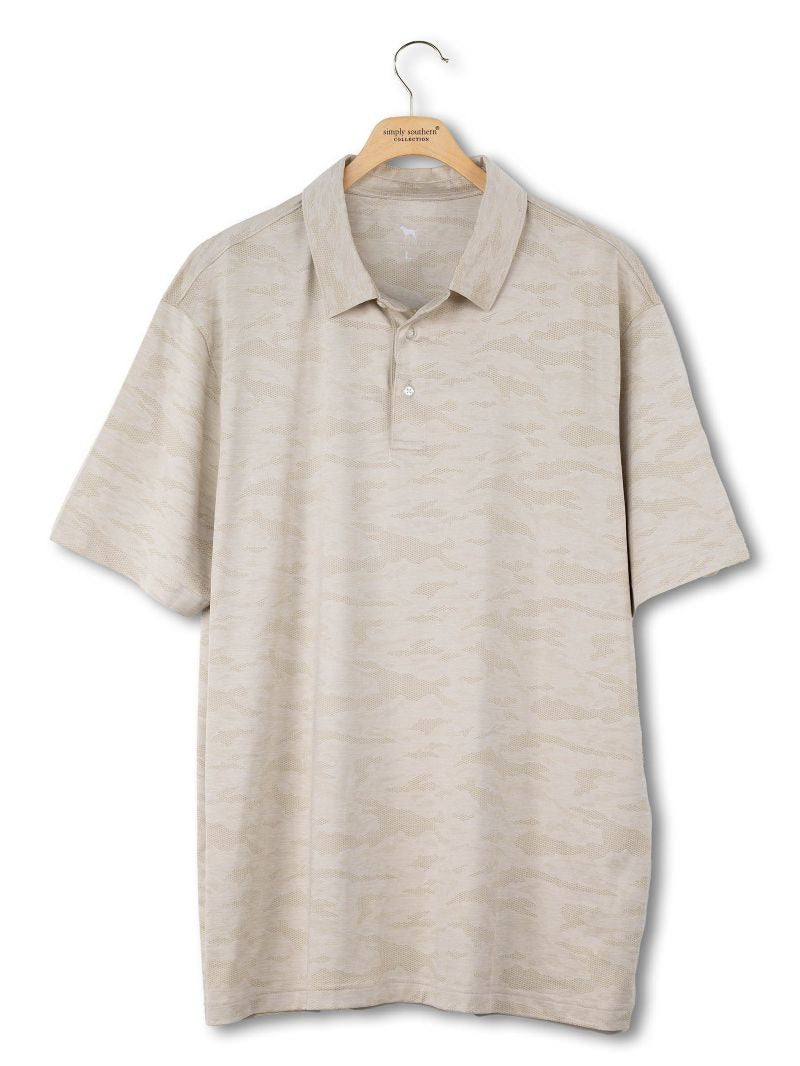 Men's Beige Jacquard UPF Polo
