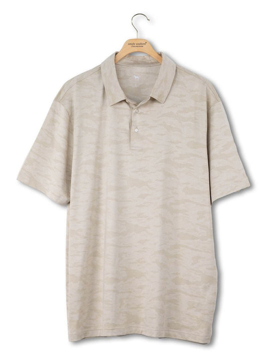 Men's Beige Jacquard UPF Polo