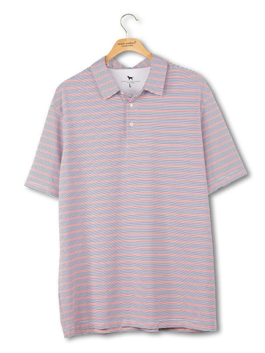Men's Red & Blue Stripe UPF Polo