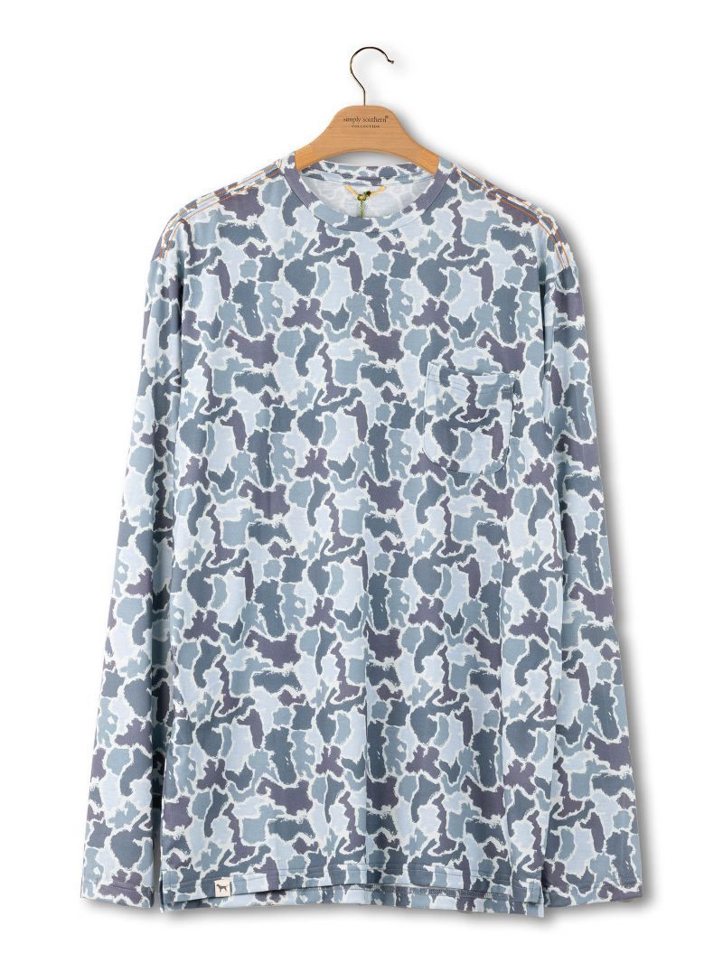Men's Blue Camo Tee Long Sleeve