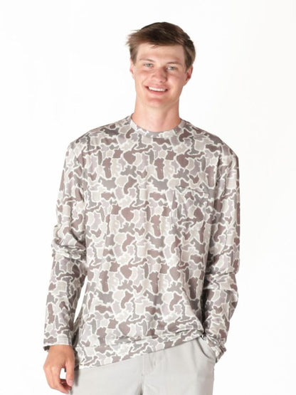 Men's Grey Camo Tee Long Sleeve