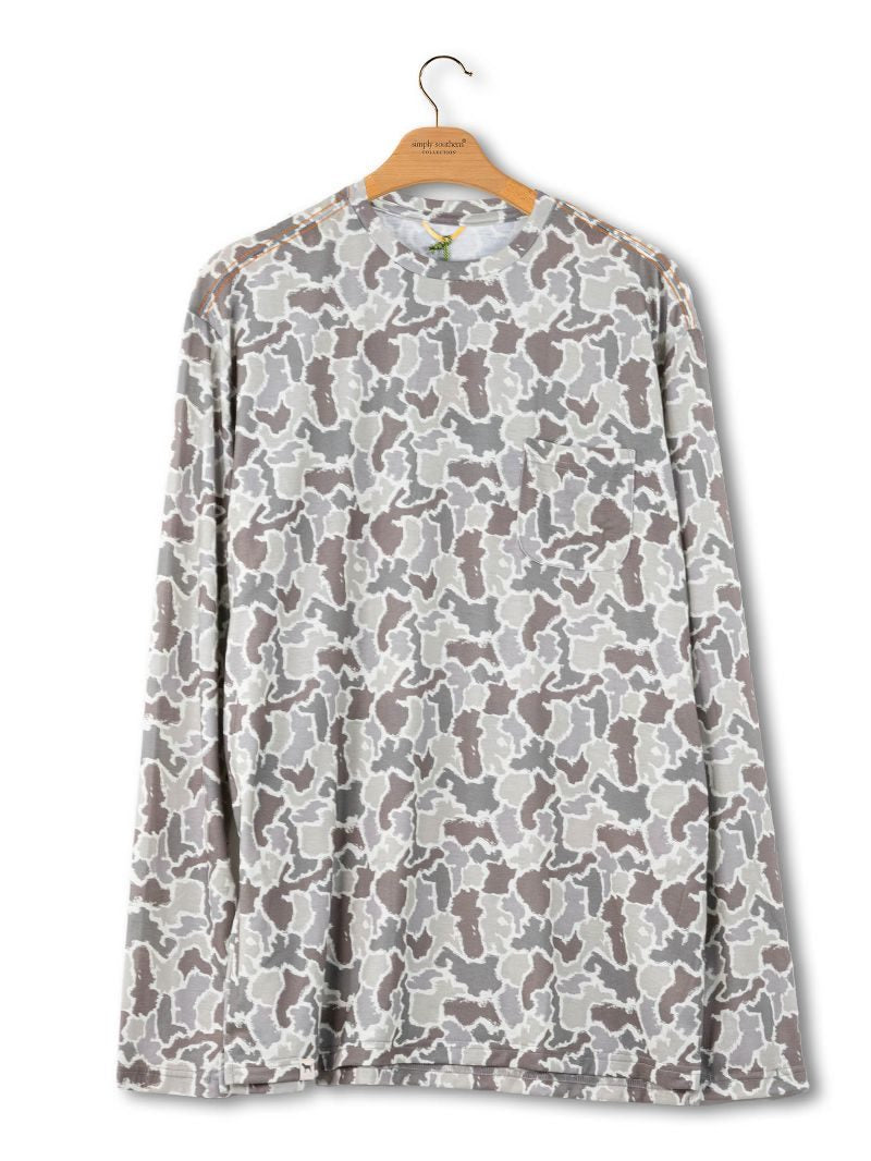 Men's Grey Camo Tee Long Sleeve