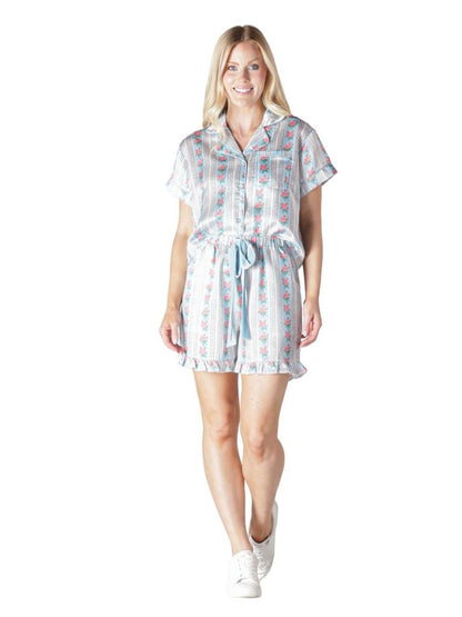 Rose Stripe Silky Soft Pj Button Set