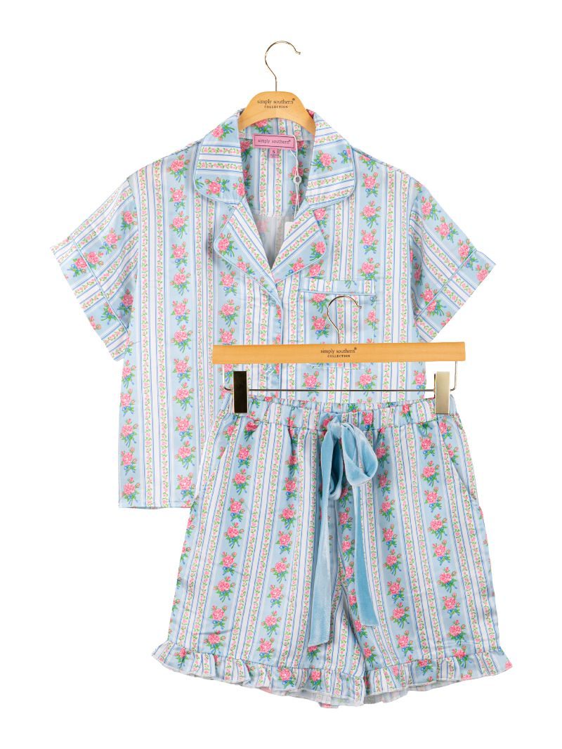 Rose Stripe Silky Soft Pj Button Set
