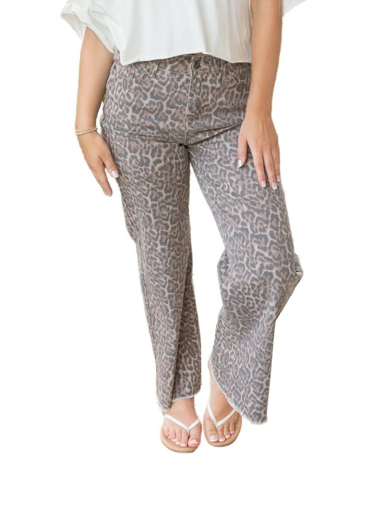 Leopard Print Denim Pants