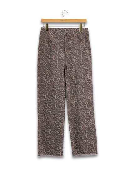Leopard Print Denim Pants