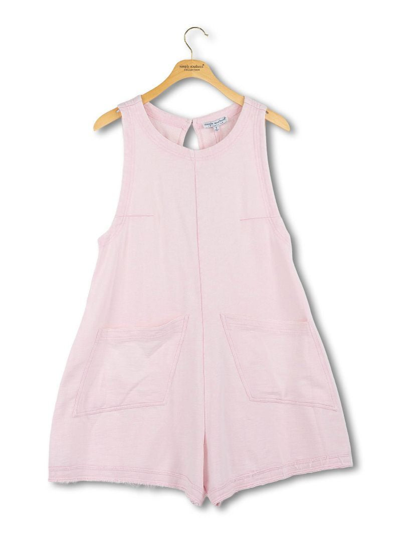 Washed Pink Pocket Romper